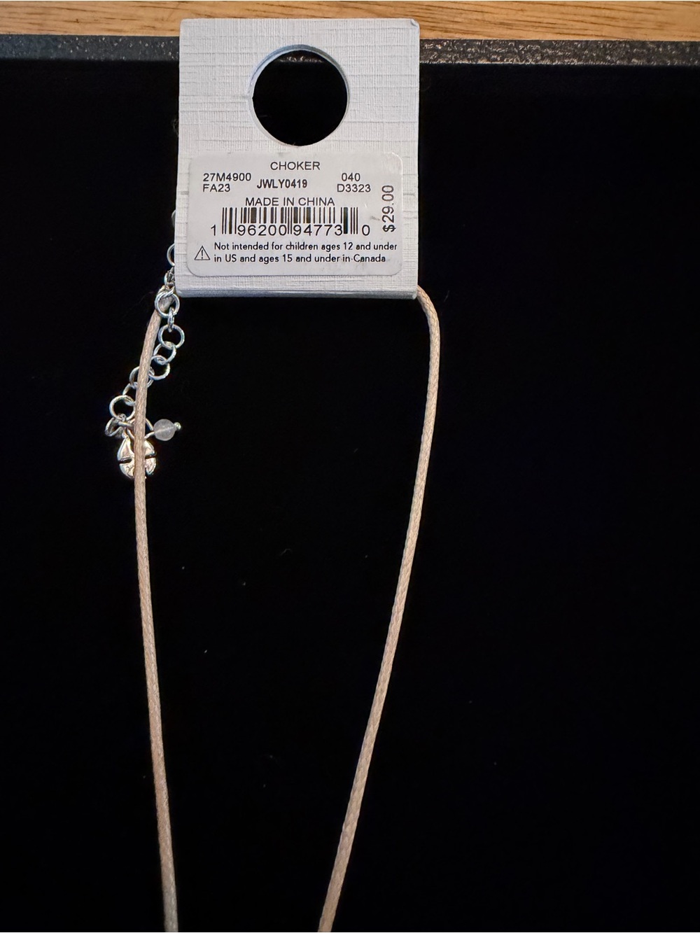 NWT Lucky Brand Cross Pendant Choker Necklace Tan Cord Silver Tone - Picture 4 of 4